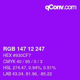 Color code: RGB 147 12 247 | qconv.com