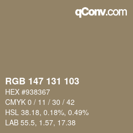 Farbcode: RGB 147 131 103 | qconv.com