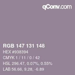 Color code: RGB 147 131 148 | qconv.com