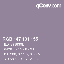 Farbcode: RGB 147 131 155 | qconv.com