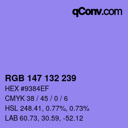 カラーコード: RGB 147 132 239 | qconv.com
