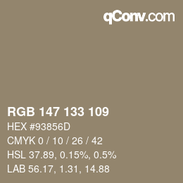 Código de color: RGB 147 133 109 | qconv.com