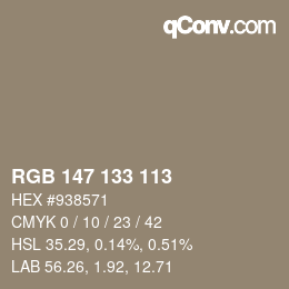 カラーコード: RGB 147 133 113 | qconv.com
