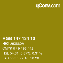 Color code: RGB 147 134 10 | qconv.com