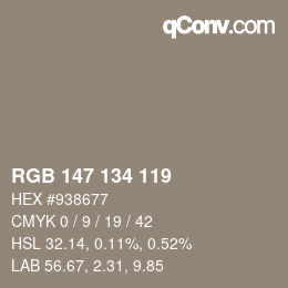Farbcode: RGB 147 134 119 | qconv.com