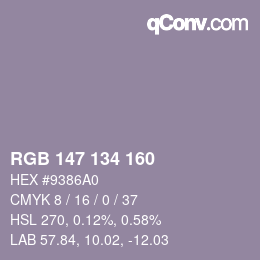 Color code: RGB 147 134 160 | qconv.com