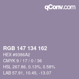 Color code: RGB 147 134 162 | qconv.com