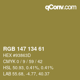 Color code: RGB 147 134 61 | qconv.com