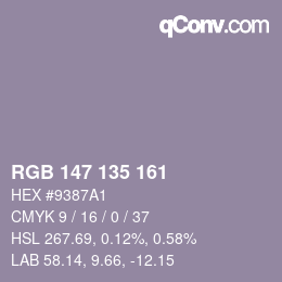 Farbcode: RGB 147 135 161 | qconv.com