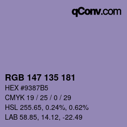 Código de color: RGB 147 135 181 | qconv.com