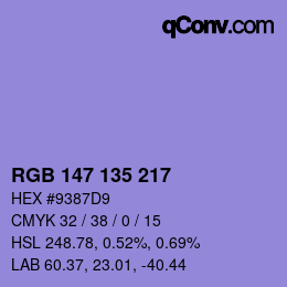 Color code: RGB 147 135 217 | qconv.com