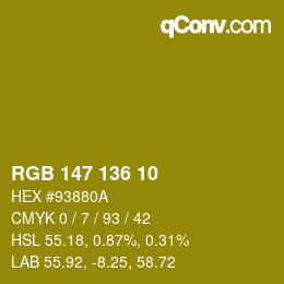 Color code: RGB 147 136 10 | qconv.com