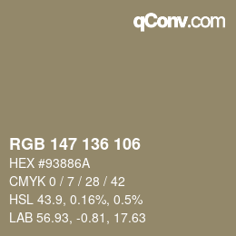 Color code: RGB 147 136 106 | qconv.com