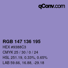 Color code: RGB 147 136 195 | qconv.com