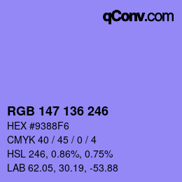 Color code: RGB 147 136 246 | qconv.com