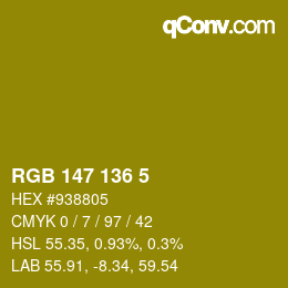 Color code: RGB 147 136 5 | qconv.com