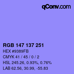 Farbcode: RGB 147 137 251 | qconv.com