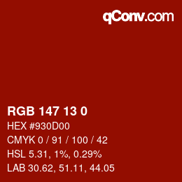 カラーコード: RGB 147 13 0 | qconv.com