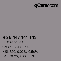 颜色代码: RGB 147 141 145 | qconv.com