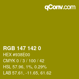 Color code: RGB 147 142 0 | qconv.com