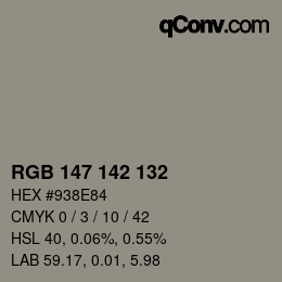 Code couleur: RGB 147 142 132 | qconv.com