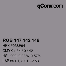 Color code: RGB 147 142 148 | qconv.com