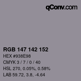 Color code: RGB 147 142 152 | qconv.com