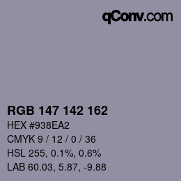 Color code: RGB 147 142 162 | qconv.com