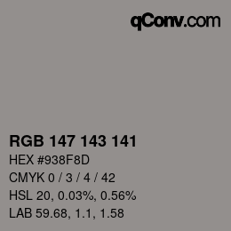 Código de color: RGB 147 143 141 | qconv.com