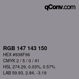 カラーコード: RGB 147 143 150 | qconv.com