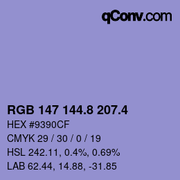 カラーコード: RGB 147 144.8 207.4 | qconv.com