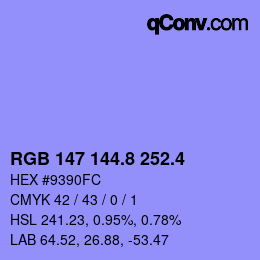 カラーコード: RGB 147 144.8 252.4 | qconv.com