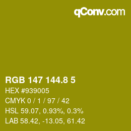 カラーコード: RGB 147 144.8 5 | qconv.com