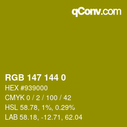 Color code: RGB 147 144 0 | qconv.com