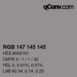 Código de color: RGB 147 145 145 | qconv.com