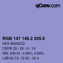 カラーコード: RGB 147 146.2 205.6 | qconv.com