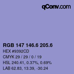 カラーコード: RGB 147 146.6 205.6 | qconv.com