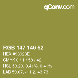 カラーコード: RGB 147 146 62 | qconv.com