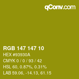 Color code: RGB 147 147 10 | qconv.com