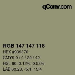 颜色代码: RGB 147 147 118 | qconv.com