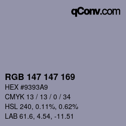 Color code: RGB 147 147 169 | qconv.com