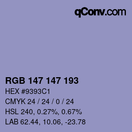 Color code: RGB 147 147 193 | qconv.com