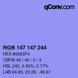 Color code: RGB 147 147 244 | qconv.com