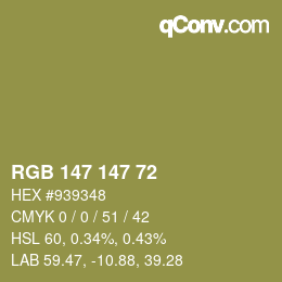 カラーコード: RGB 147 147 72 | qconv.com