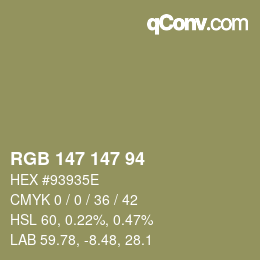 Color code: RGB 147 147 94 | qconv.com