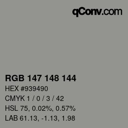 Código de color: RGB 147 148 144 | qconv.com