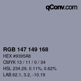 Color code: RGB 147 149 168 | qconv.com