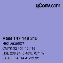 Color code: RGB 147 149 215 | qconv.com