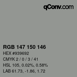 カラーコード: RGB 147 150 146 | qconv.com