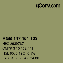 Código de color: RGB 147 151 103 | qconv.com